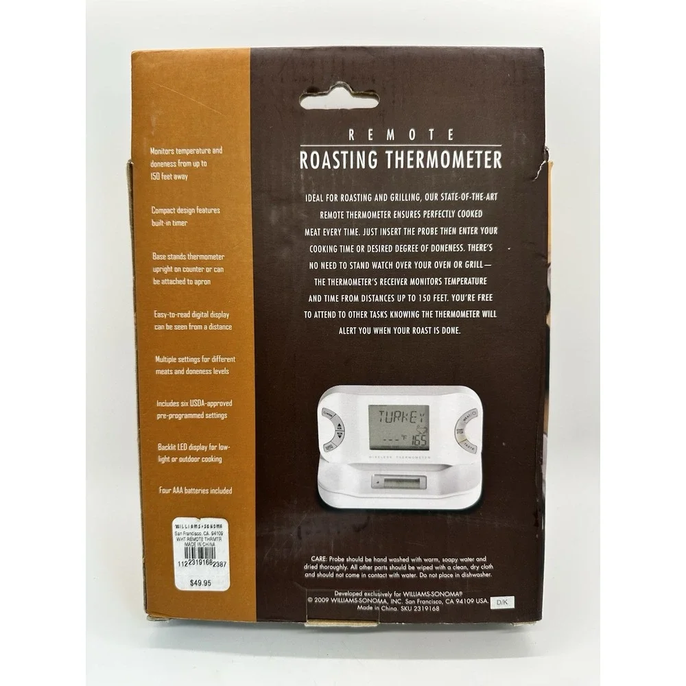 Williams-Sonoma Remote Roasting Thermometer - Monitors‎ Up to 150 Ft EUC!